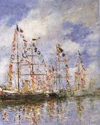 Eugene Boudin Sailing Ships at Deauville oil painting reproduction